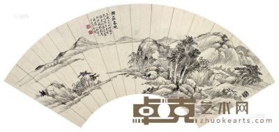 方士庶 湖庄春晓 镜片 17.5×53cm