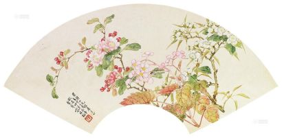 容祖椿 1932年作 花卉 镜片