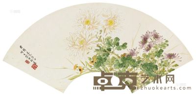 容祖椿 菊花 镜片 20.5×56.5cm