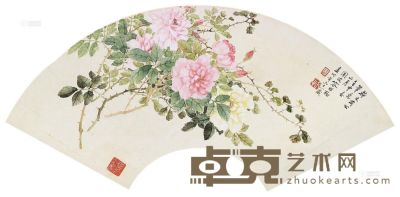 容祖椿 1932年作 花卉 镜片 20.5×56cm
