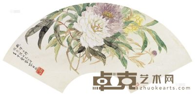 容祖椿 1932年作 花卉 镜片 21×56cm