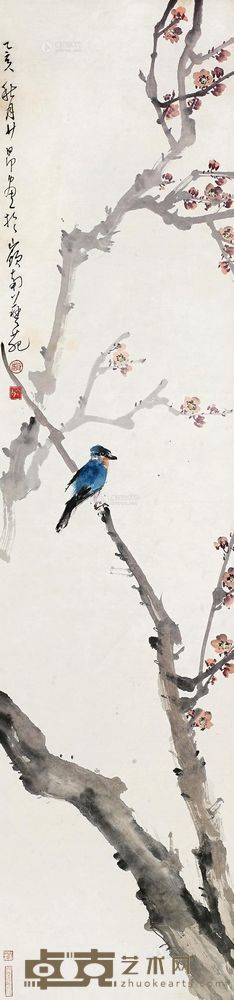 赵少昂 1935年作 花鸟 立轴 133.5×31cm