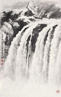 黄君璧 1939年作 飞瀑 镜框