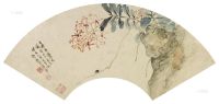 居廉 1899年作 花卉 扇面镜片