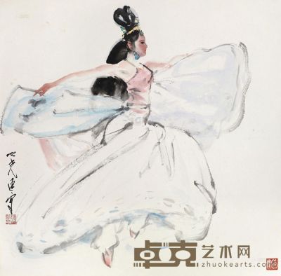 杨之光 舞蹈人物 立轴 68.5×69cm
