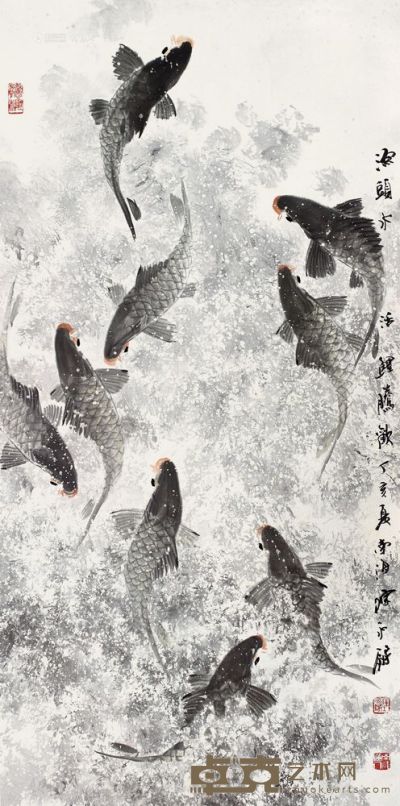 陈永锵 2007年作 九如图 镜框 137×68cm