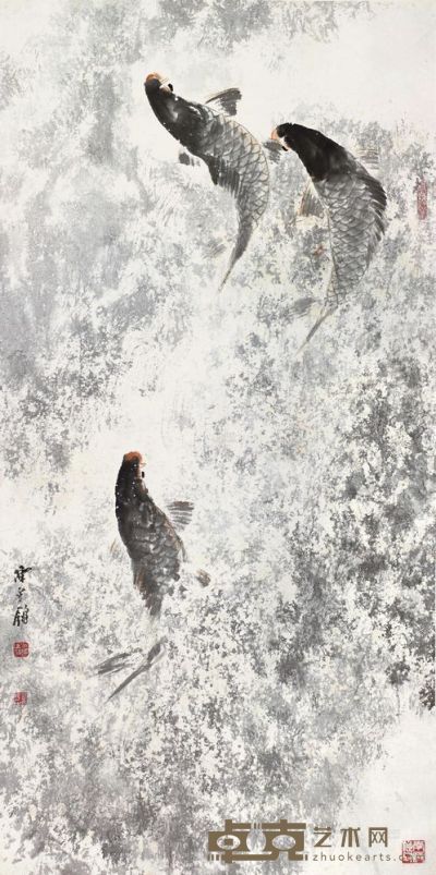 陈永锵 三鱼图 镜框 136.5×68.5cm