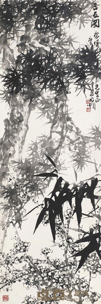 刘昌潮 1980年作 三友图 镜框 94×31.5cm