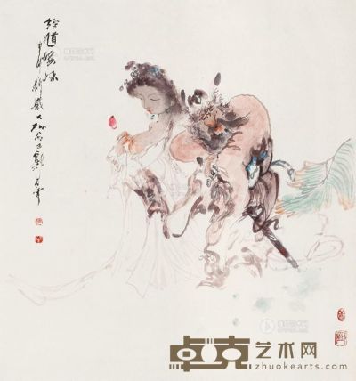 褚大雄 甲申（2004年）作 钟馗嫁妹 镜片 77×71cm