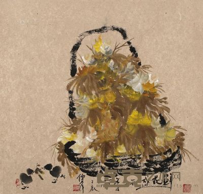 倪萍 壬辰（2012年）作 鲜花盛开的季节 镜心 81×85cm