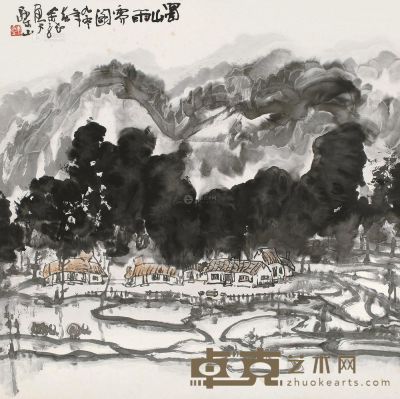 余龙 蜀山雨霁图 镜片 67×67cm