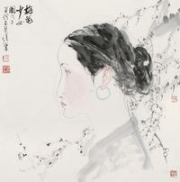 何家英 梅花少女图 镜片