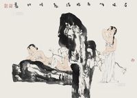 李晓柱 庚辰（2000年）作 双美图 托片