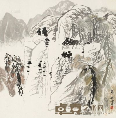 商进 山水 立轴 67×67cm