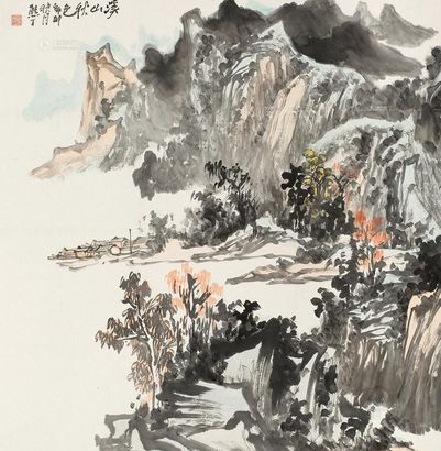 熊丁 辛卯（2011年）作 溪山秋色 立轴