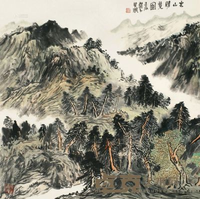 梁耀 壬辰（2012年）作 云山胜览图 镜心 68.5×68.5cm