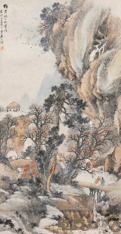 吴石僊 己丑（1889）年作 秋山夕照 立轴 132×68.5cm