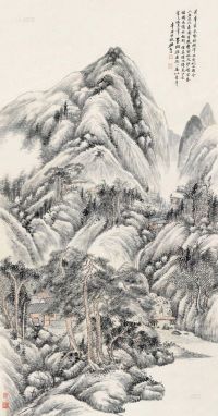 顾麟士 辛丑（1901）年作 密林陡壑 立轴