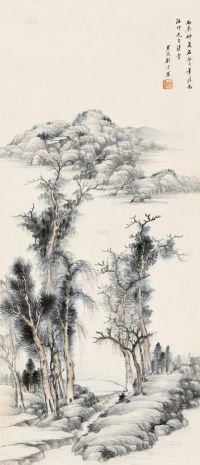 顾沄 丙辰（1856）年作 疏林遥岑 立轴