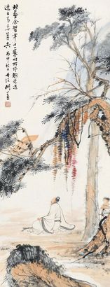胡若思 松下高士 立轴
