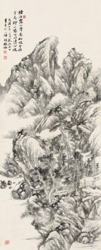 胡铁梅 光绪十年（1884）年作 松峰幽谷 立轴