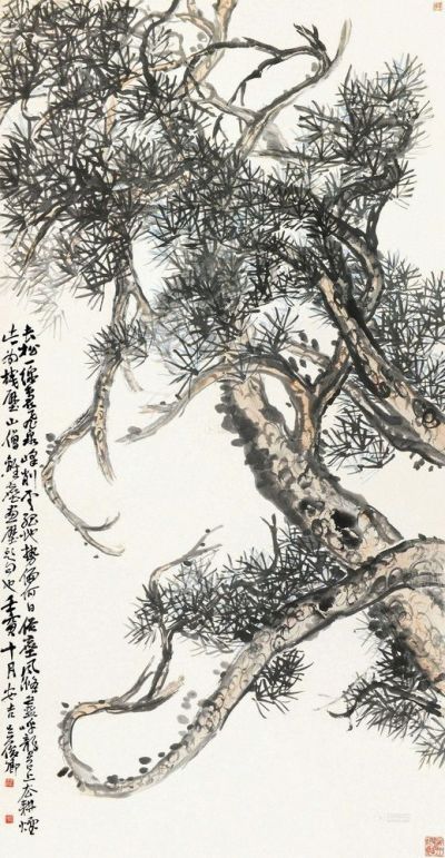 吴昌硕 壬寅（1902）年作 长松一线 立轴
