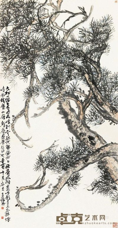 吴昌硕 壬寅(1902)年作 长松一线 立轴 180×95cm