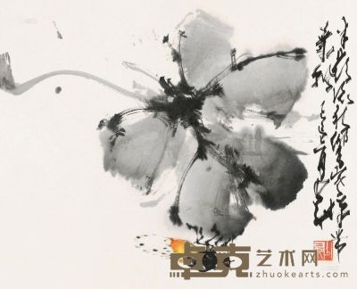 赵少昂 己巳（1989）年作 寒蝉鸣秋 镜片 30×37cm