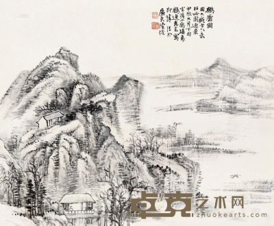 陆恢 甲辰（1894）年作 鹤庐图 镜片 26.5×32cm