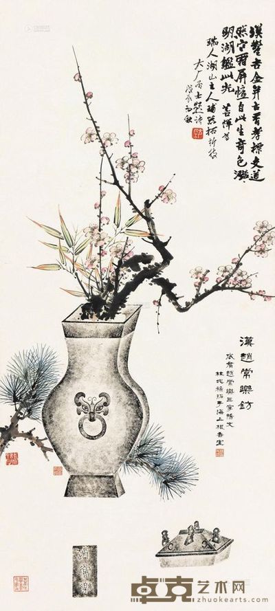 傅寿宜 岁寒三友 立轴 123.5×56cm