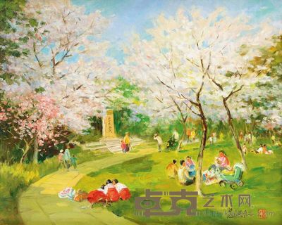 吕洪仁 2007年作 樱花时节 65×53cm