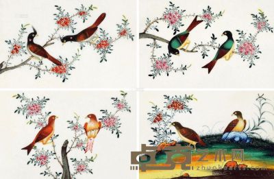 佚名 清代 花鸟 （四幅一组） 11.5×16.7cm×4