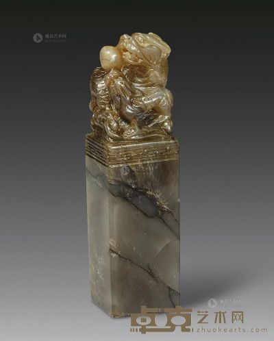 高山牛角环冻龙钮章 2×1.8×7.6cm