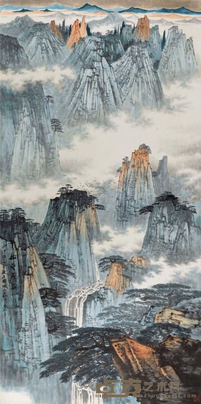 薛亮 1980年作 松壑飞泉 镜心 248×123cm