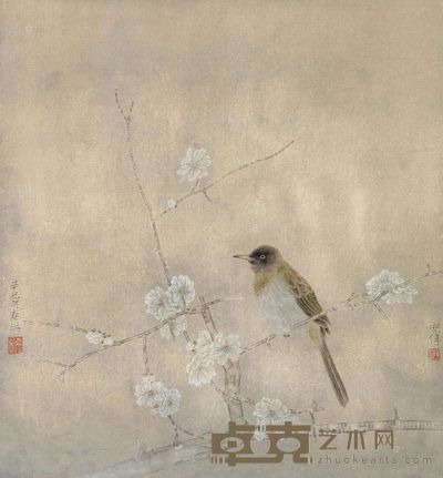 江宏伟 2001年作 独立枝头 镜心 47×43cm