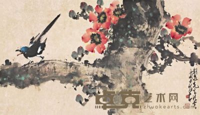 赵少昂 庚戌（1970）年作 木棉鸣禽 镜心 54.6×94.5cm