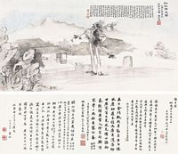 梁于渭 丁亥（1887）年作 秋灯课儿图卷 手卷