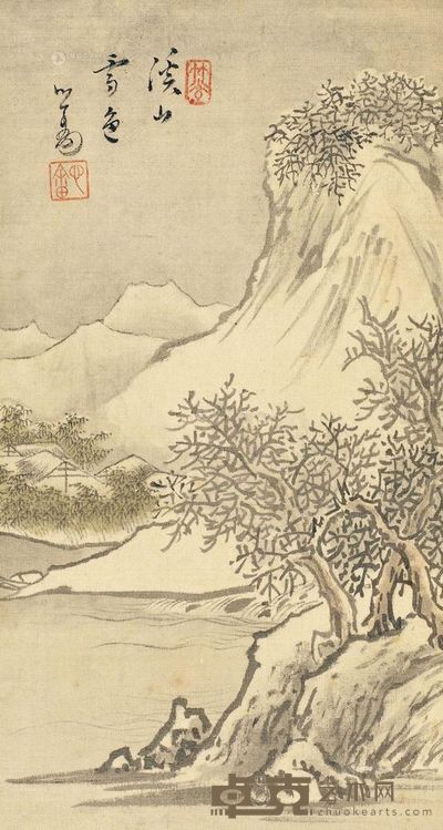 溥心畬 溪山雪色 镜心 21×11.2cm
