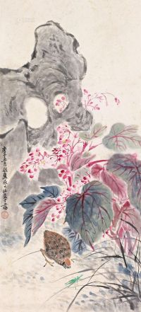 张大壮 庚子（1960）年作 秋庭小趣 镜心
