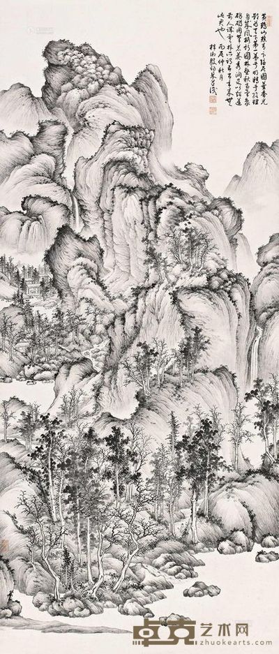 殷梓湘 丙辰(1976)年作 青卞隐居 立轴 143.8×61.5cm