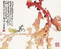 赵少昂 壬戌（1982）年作 螳螂老少年 立轴