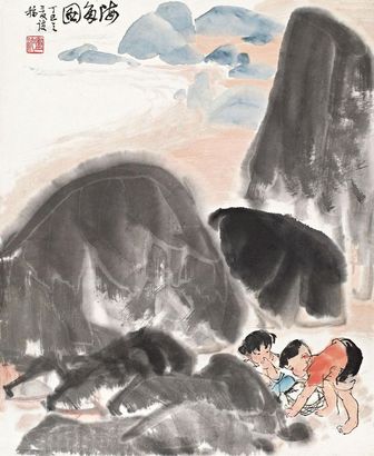 卢沉 丁巳（1977）年作 海角图 立轴