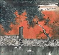 杨延文 庚午（1990）年作 宫墙柳 镜心