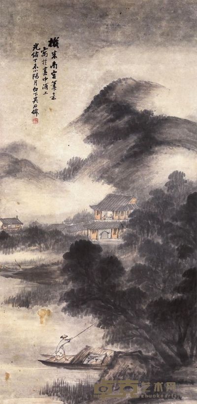 吴石僊 山水 立轴 89×44cm