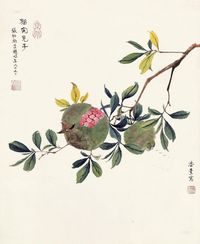 潘素 张伯驹 花卉 镜框