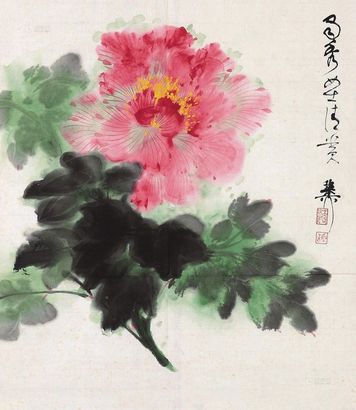 谢稚柳 芙蓉 镜心