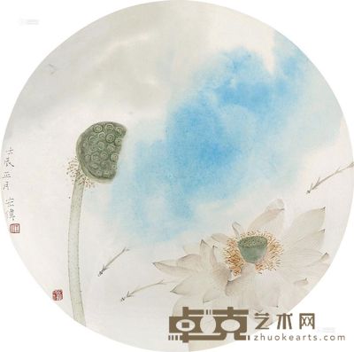 江宏伟 荷塘清趣 镜心 直径31cm