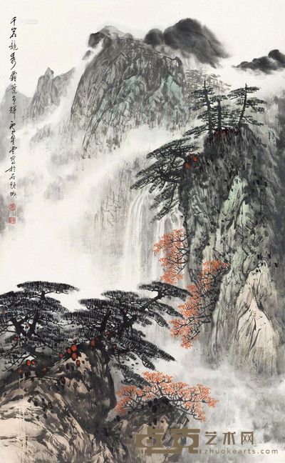 卢星堂 千岩竞秀霜叶红 立轴 83×50.5cm