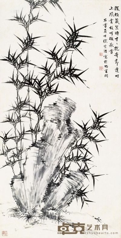 徐宗浩 竹石 立轴 122×62.5cm