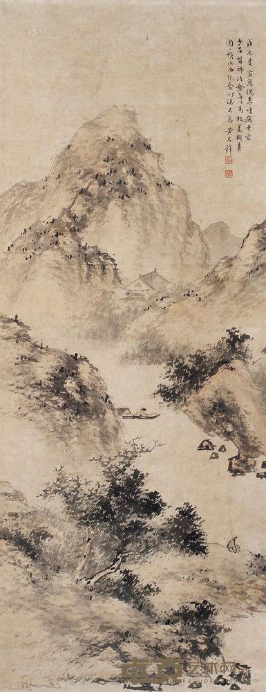 黄君璧 1928年作 山水 立轴 127×48.5cm